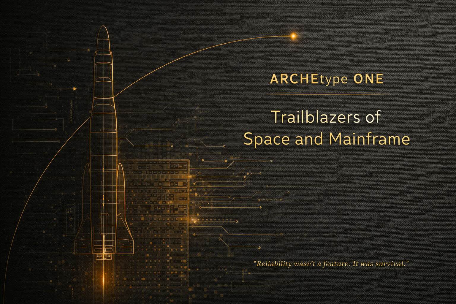 Archetype One spread showing trailblazers of space and mainframe software engineering